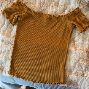 Yellow off the shoulder shirt